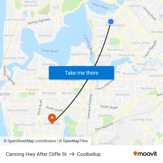 Canning Hwy After Cliffe St to Coolbellup map