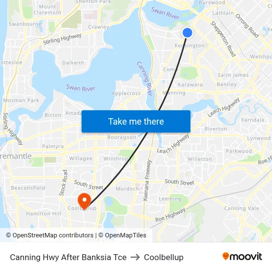 Canning Hwy After Banksia Tce to Coolbellup map