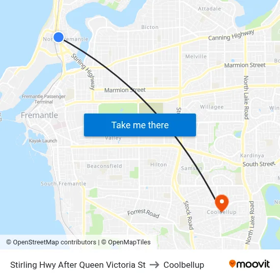 Stirling Hwy After Queen Victoria St to Coolbellup map
