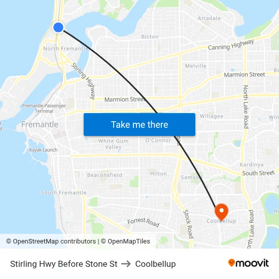 Stirling Hwy Before Stone St to Coolbellup map
