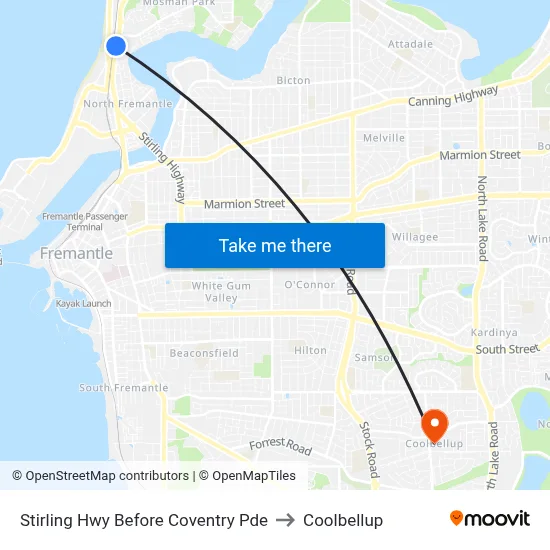 Stirling Hwy Before Coventry Pde to Coolbellup map