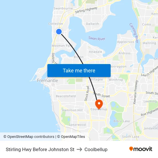 Stirling Hwy Before Johnston St to Coolbellup map