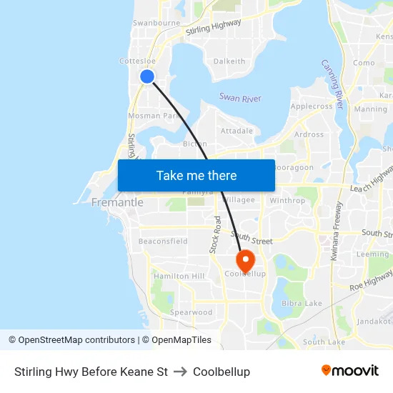 Stirling Hwy Before Keane St to Coolbellup map