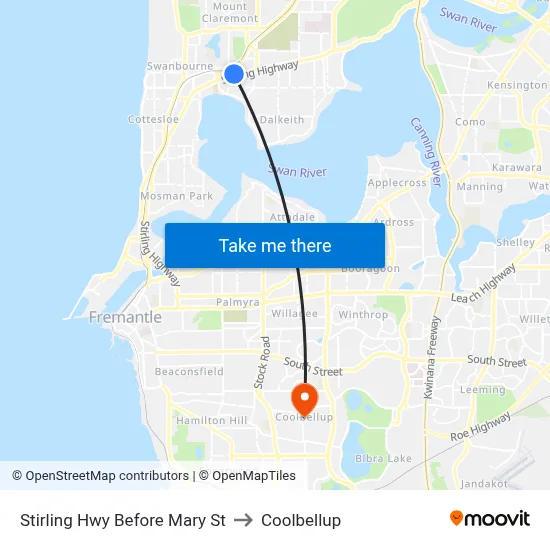 Stirling Hwy Before Mary St to Coolbellup map