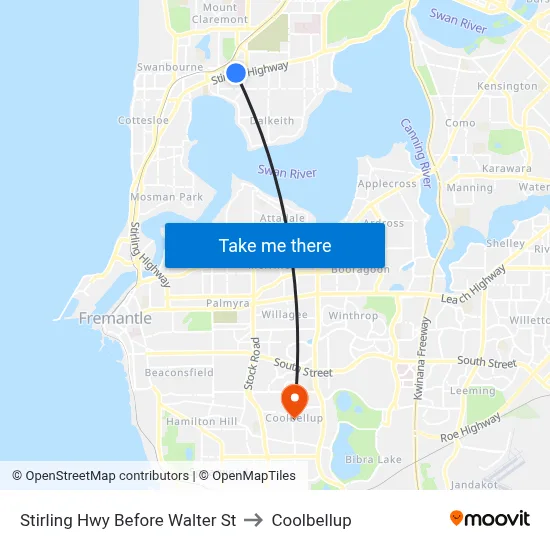 Stirling Hwy Before Walter St to Coolbellup map