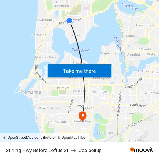 Stirling Hwy Before Loftus St to Coolbellup map