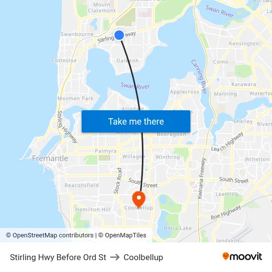 Stirling Hwy Before Ord St to Coolbellup map