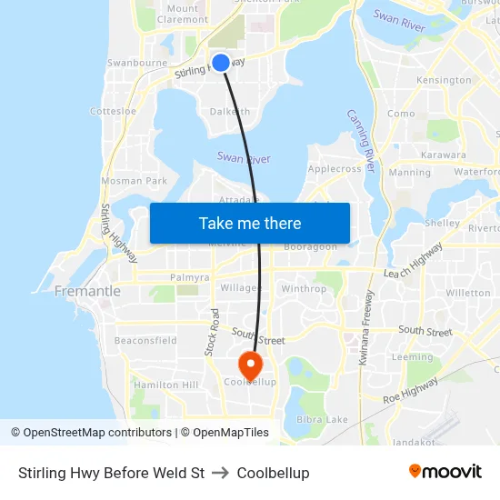 Stirling Hwy Before Weld St to Coolbellup map
