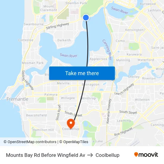 Mounts Bay Rd Before Wingfield Av to Coolbellup map