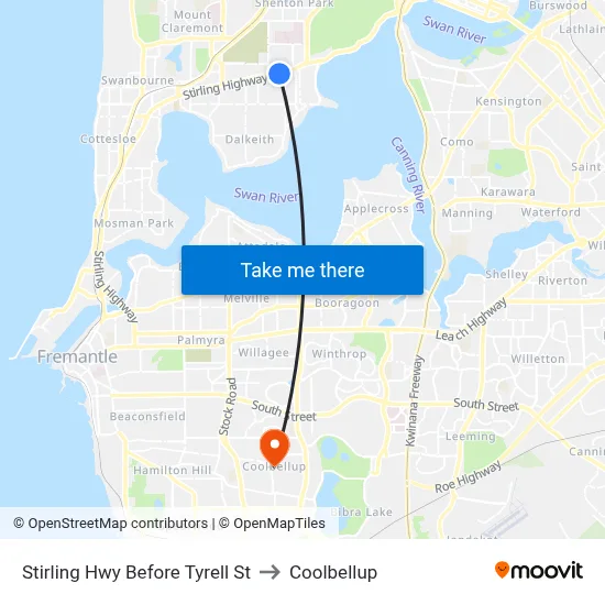 Stirling Hwy Before Tyrell St to Coolbellup map