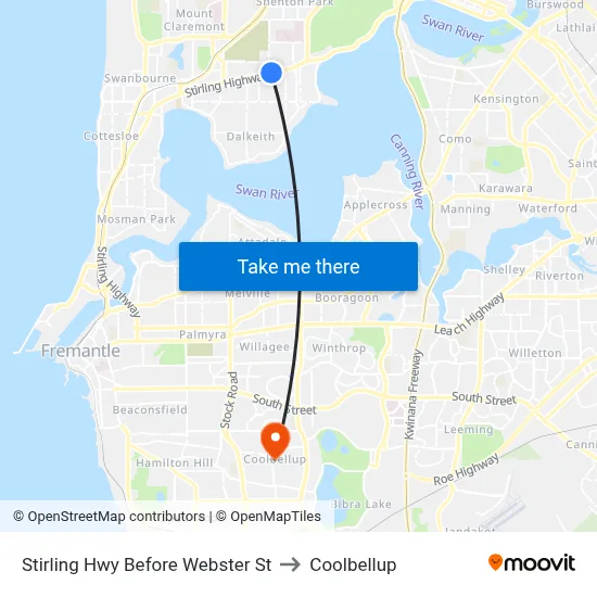 Stirling Hwy Before Webster St to Coolbellup map