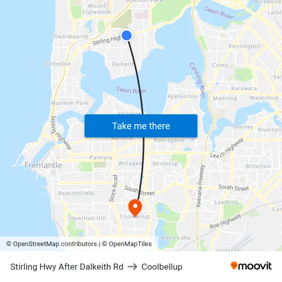 Stirling Hwy After Dalkeith Rd to Coolbellup map