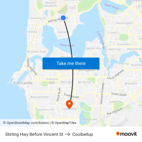 Stirling Hwy Before Vincent St to Coolbellup map