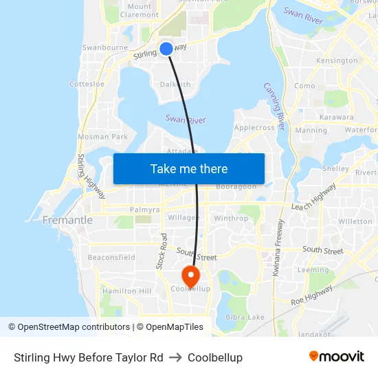 Stirling Hwy Before Taylor Rd to Coolbellup map
