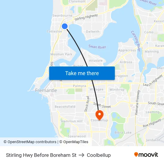 Stirling Hwy Before Boreham St to Coolbellup map