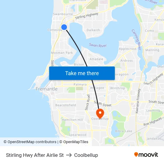 Stirling Hwy After Airlie St to Coolbellup map