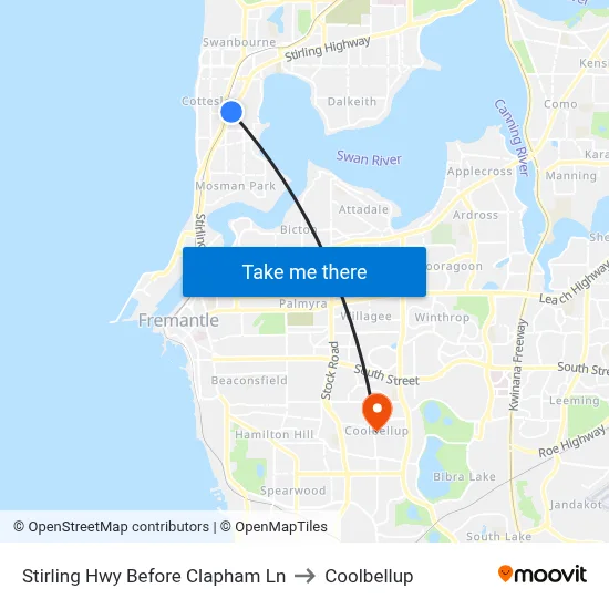 Stirling Hwy Before Clapham Ln to Coolbellup map