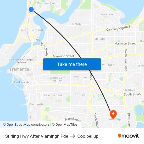 Stirling Hwy After Vlamingh Pde to Coolbellup map