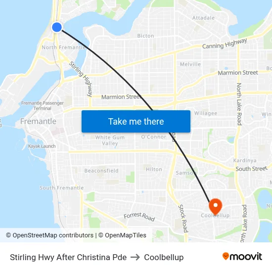 Stirling Hwy After Christina Pde to Coolbellup map