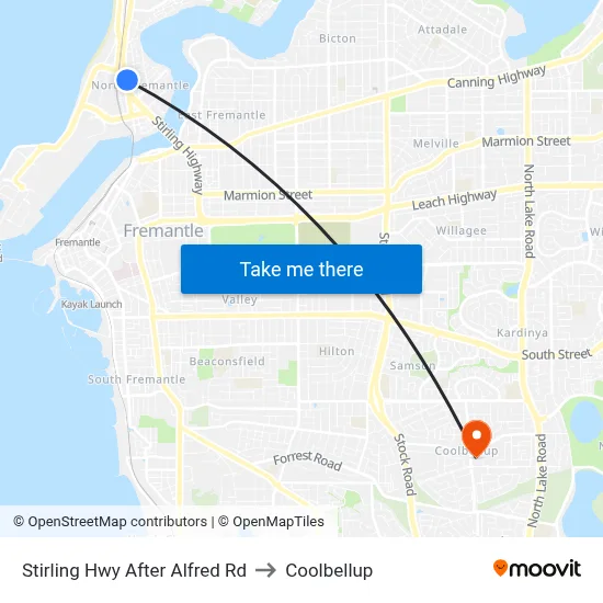 Stirling Hwy After Alfred Rd to Coolbellup map