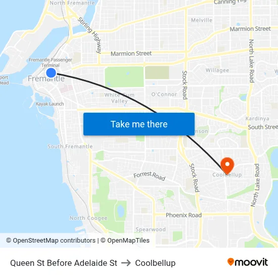 Queen St Before Adelaide St to Coolbellup map