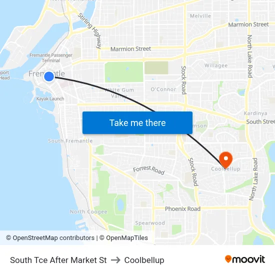 South Tce After Market St to Coolbellup map