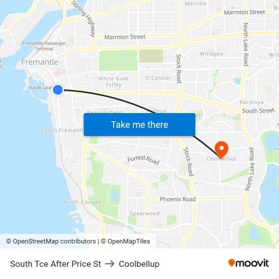 South Tce After Price St to Coolbellup map