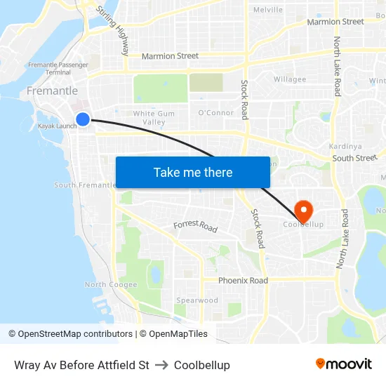 Wray Av Before Attfield St to Coolbellup map