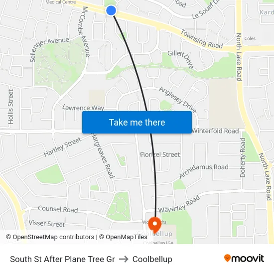 South St After Plane Tree Gr to Coolbellup map