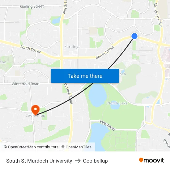 South St Murdoch University to Coolbellup map