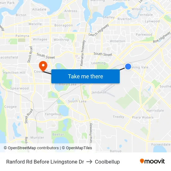 Ranford Rd Before Livingstone Dr to Coolbellup map