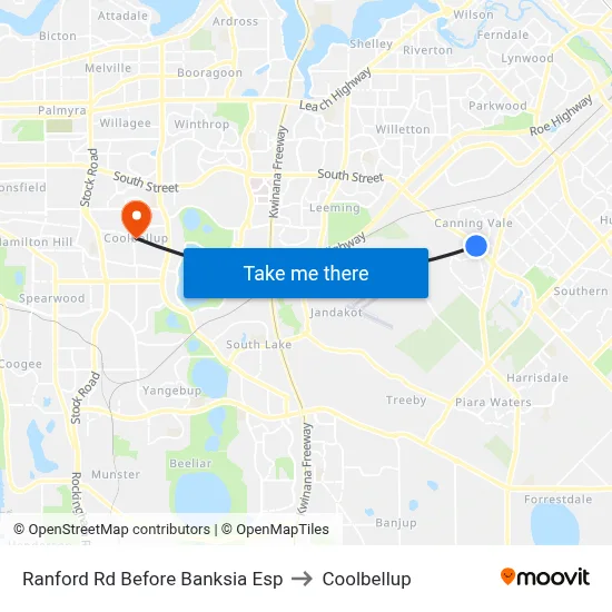 Ranford Rd Before Banksia Esp to Coolbellup map