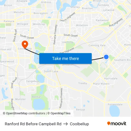 Ranford Rd Before Campbell Rd to Coolbellup map