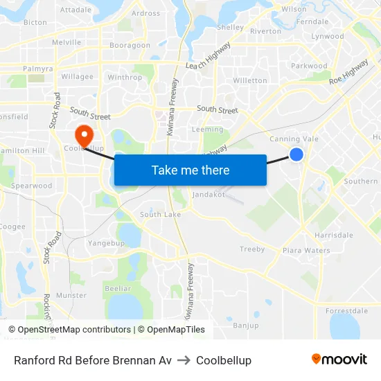 Ranford Rd Before Brennan Av to Coolbellup map