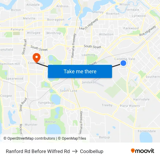 Ranford Rd Before Wilfred Rd to Coolbellup map