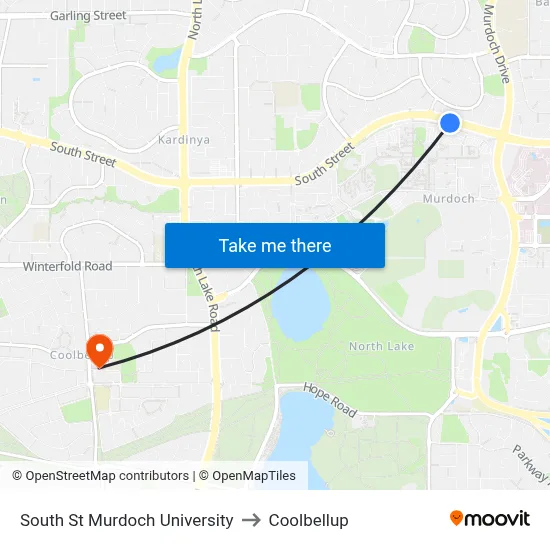South St Murdoch University to Coolbellup map