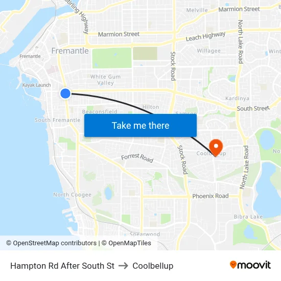 Hampton Rd After South St to Coolbellup map