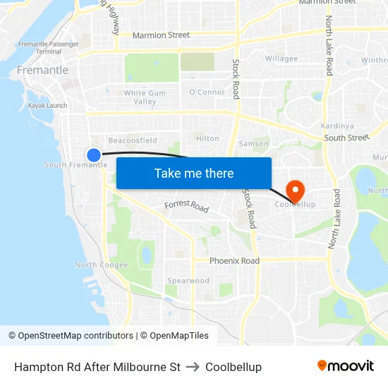 Hampton Rd After Milbourne St to Coolbellup map