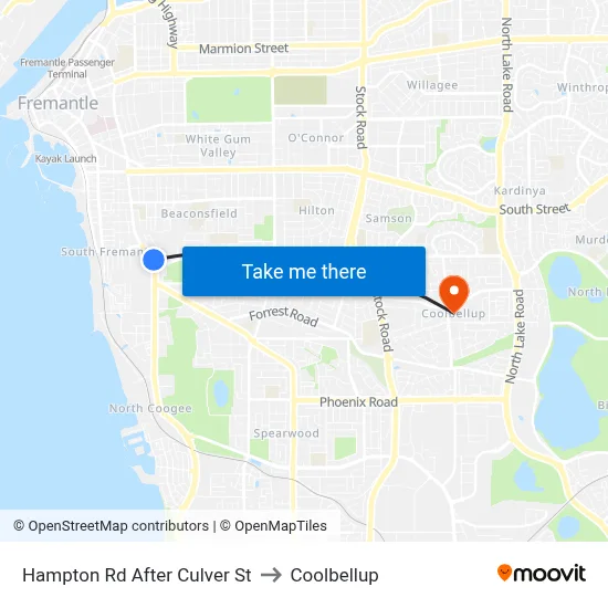 Hampton Rd After Culver St to Coolbellup map