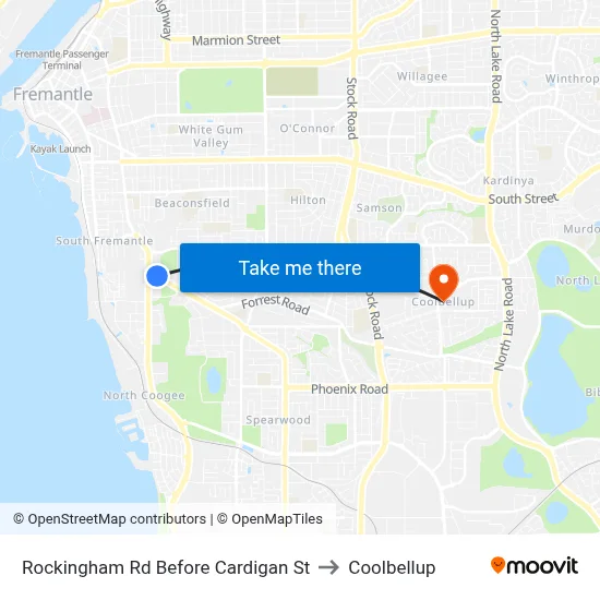 Rockingham Rd Before Cardigan St to Coolbellup map