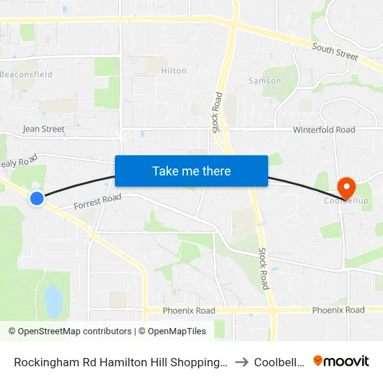 Rockingham Rd Hamilton Hill Shopping Ctr to Coolbellup map