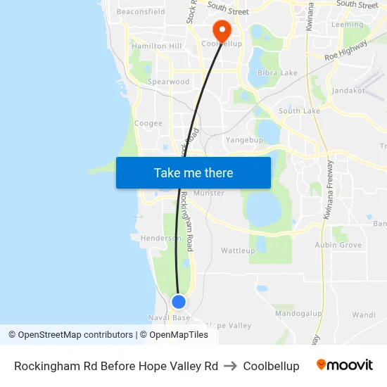 Rockingham Rd Before Hope Valley Rd to Coolbellup map
