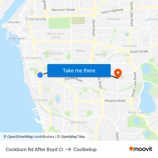 Cockburn Rd After Boyd Cr to Coolbellup map