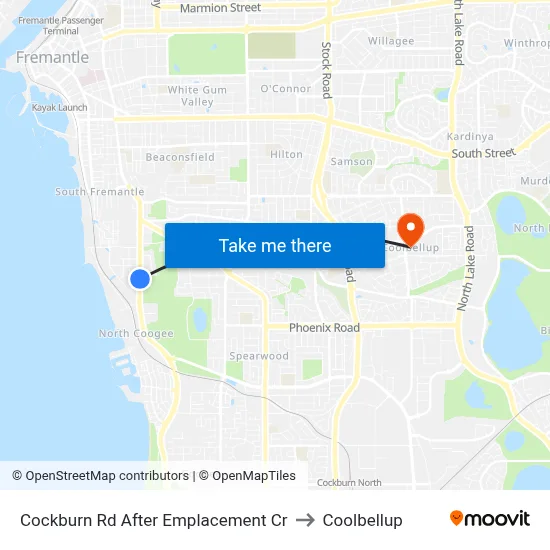 Cockburn Rd After Emplacement Cr to Coolbellup map
