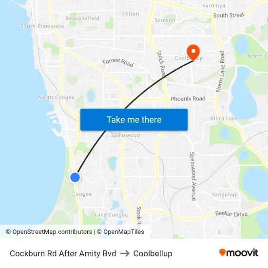 Cockburn Rd After Amity Bvd to Coolbellup map