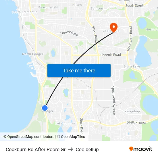 Cockburn Rd After Poore Gr to Coolbellup map