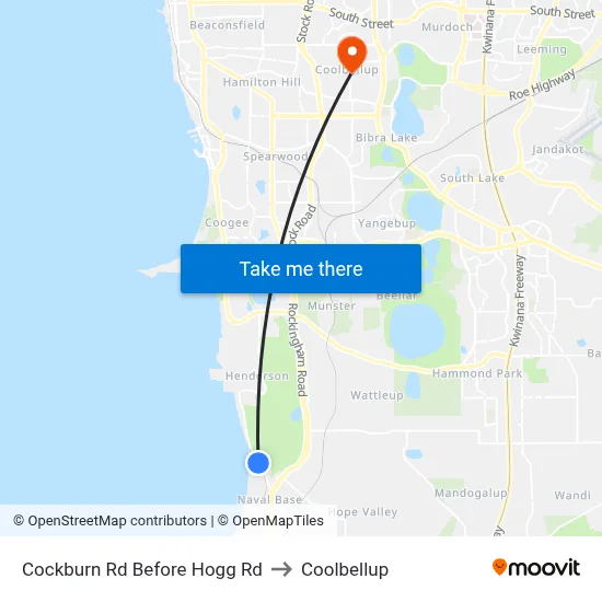 Cockburn Rd Before Hogg Rd to Coolbellup map