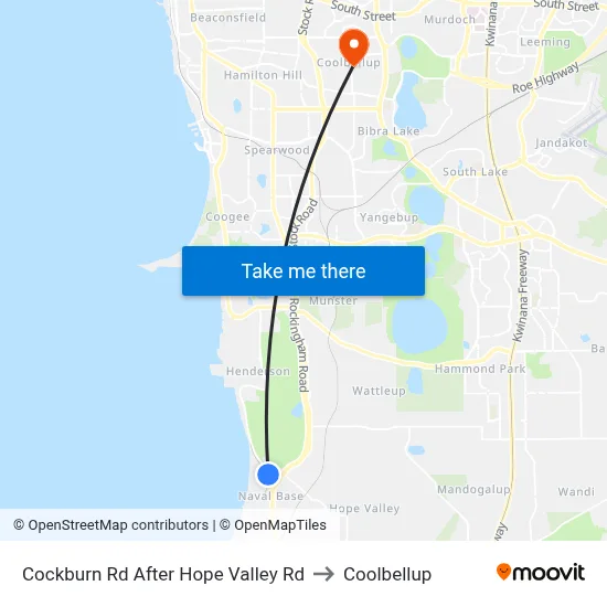 Cockburn Rd After Hope Valley Rd to Coolbellup map
