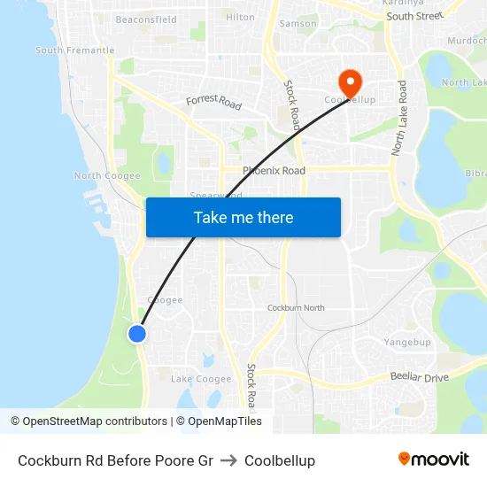 Cockburn Rd Before Poore Gr to Coolbellup map