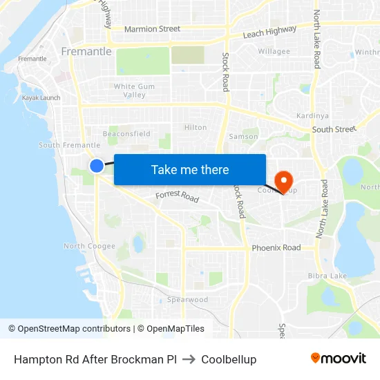 Hampton Rd After Brockman Pl to Coolbellup map